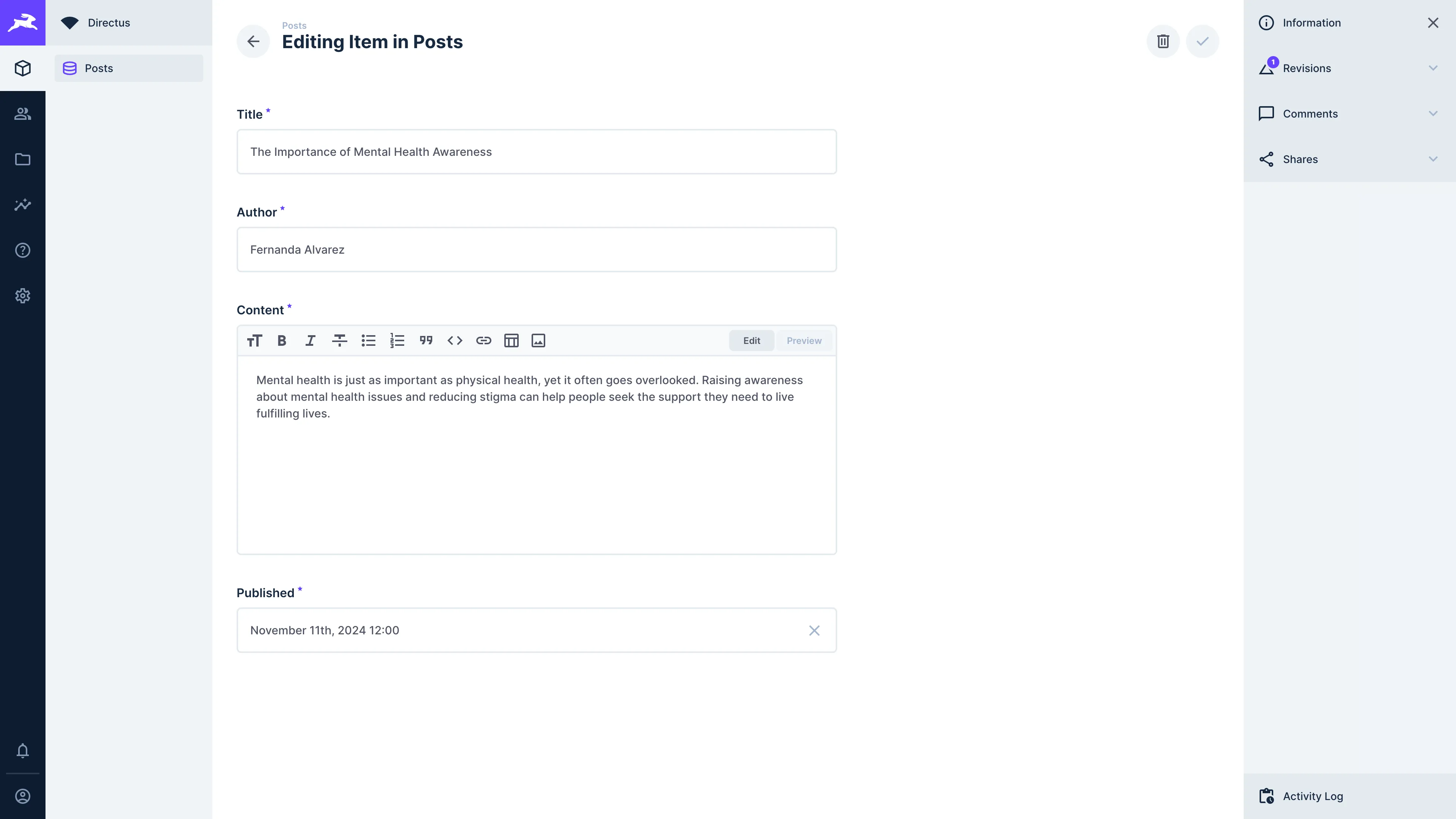 Item page